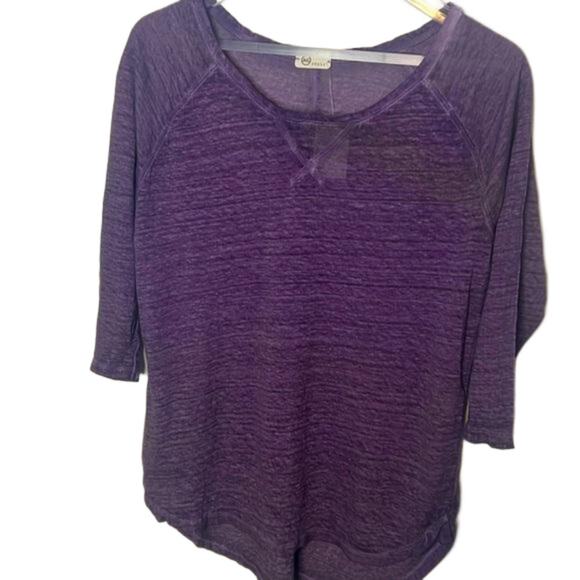 100% Linen | AG Size S | Purple Pull-on Scoop Neck | Oversized | 3/4 sleeves - Picture 1 of 4